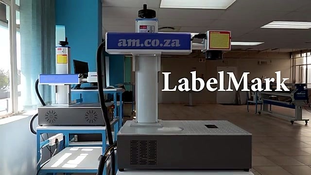 CLEAR LabelMark overlay + am.co.za blue-arm body (SKU ask)