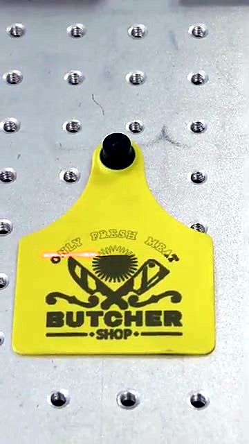 BUTCHER SHOP crossed-cleavers tag (SKU ask)