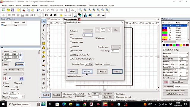 EzCad Rotation Angle Mark (SKU ask)