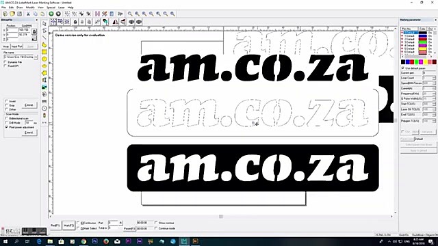 EzCad am.co.za logo mark layout (SKU ask)
