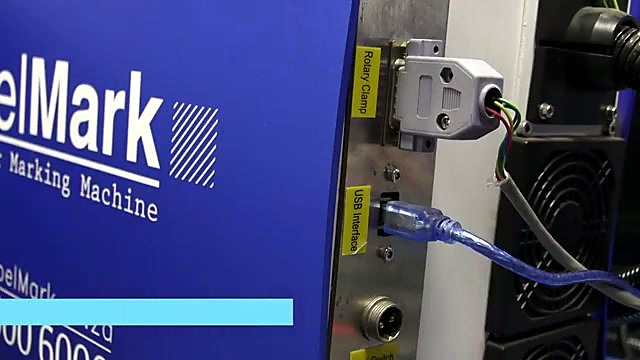 CLEAR LabelMark Fiber Marking Machine side + Rotary Clamp port (SKU ask)