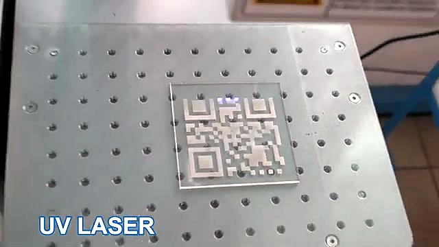 UV LASER QR on clear tile perforated bed (SKU ask)