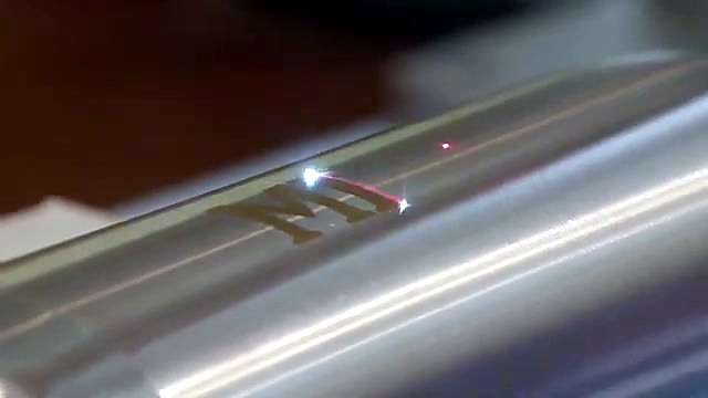 Fibre marking glow etching MICHAEL on steel (SKU ask)