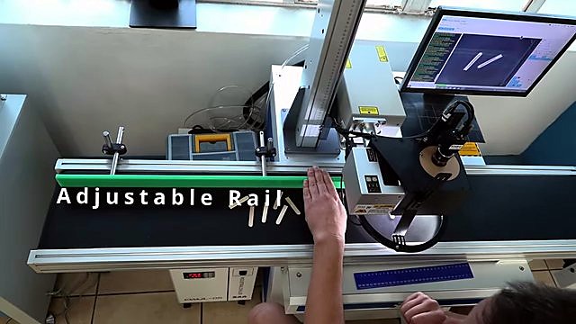 CCD+ring light + adjustable green rail on conveyor (SKU ask)