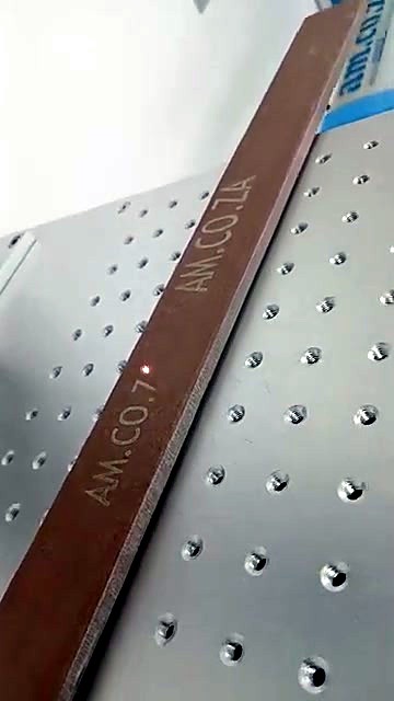 Laser engraving A on brown strip (SKU ask)