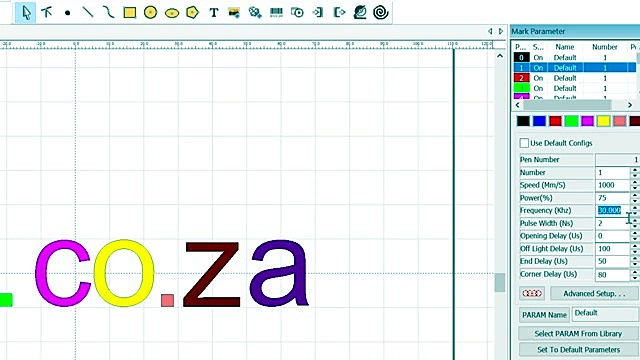 CLEAR EzCad Mark Parameter Speed1000 Power75 Freq20 (SKU ask)