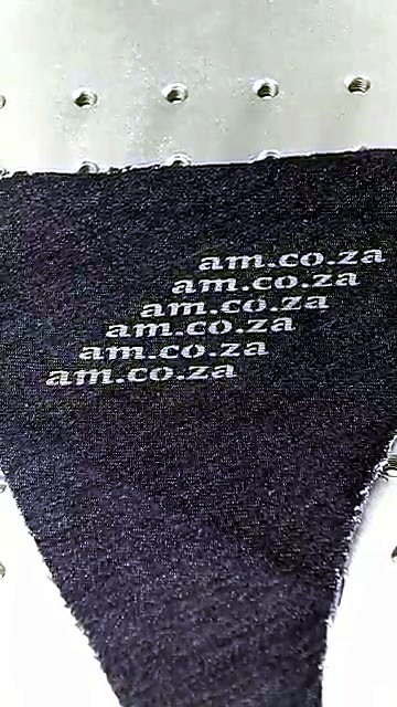 Five lines am.co.za engraved white on denim (SKU ask)
