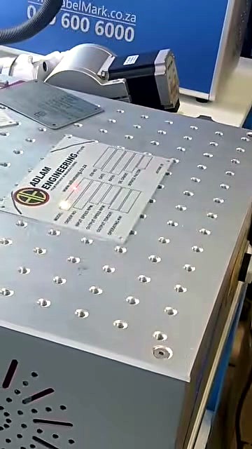 Fibre marking ADLAM ENGINEERING nameplate fields (SKU ask)
