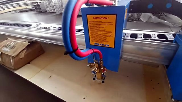 Blue torch carriage yellow ATTENTION + dual hoses (SKU ask)