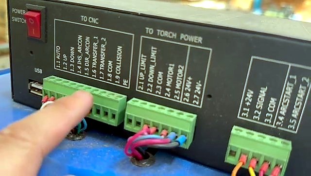 THC TO CNC / TORCH POWER / ARCSTART green terminal pinouts (SKU ask)