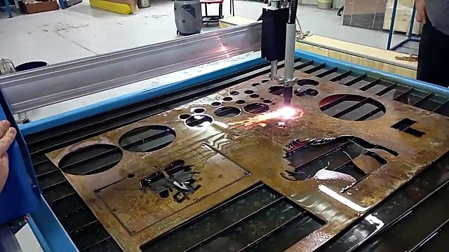 Plasma arc on water table with cut silhouettes (SKU ask)
