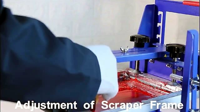 Scraper-frame knobs + red ink on mesh (SKU ask)