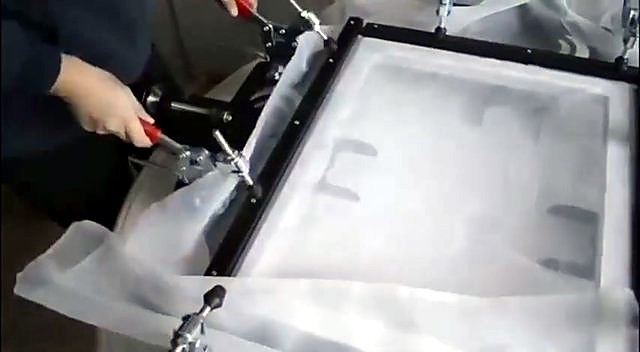 Mesh clamped and tensioned on frame (SKU ask)