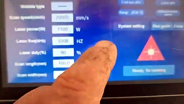 Finger adjusting Laser power parameter (wattage open)