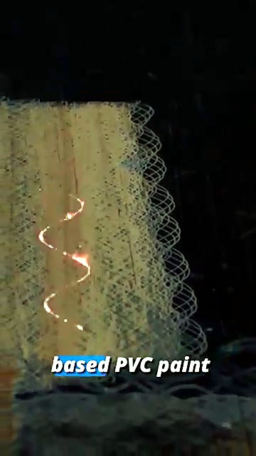 Red zig-zag pulse beam removing paint on wood (SKU ask)