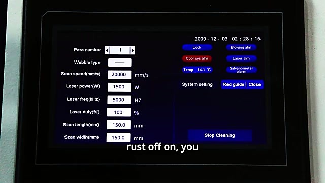 RustOff UI CLEAR Laser power 1500 W Parameter Setting (SKU ask)