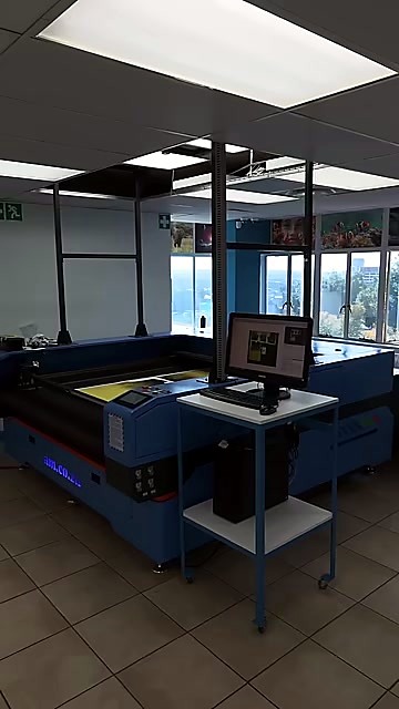 MorCUT blue flatbed am.co.za + PC stand (SKU ask)