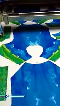 Blue/green printed fabric contour cut (SKU ask)