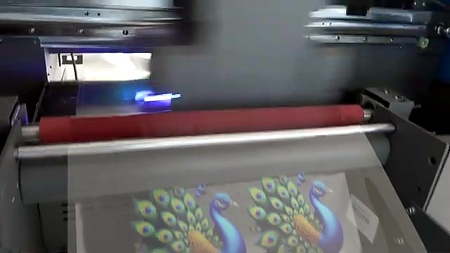 Red tension roller over peacock clear film (SKU ask)