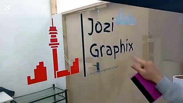 Jozi Graphix applied on glass + squeegee (SKU ask)