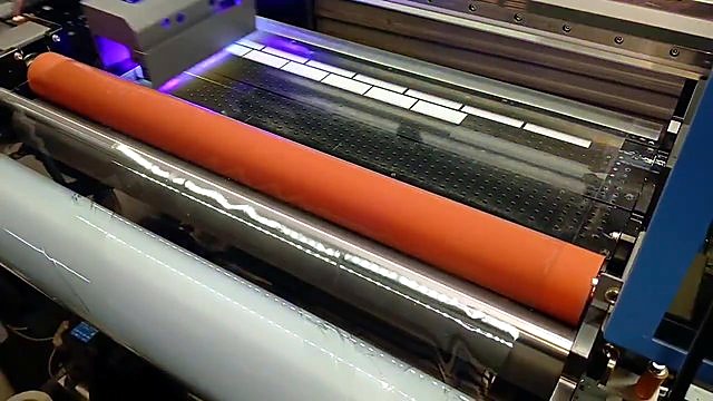 UV cure + vacuum bed + orange roller on clear film (SKU ask)