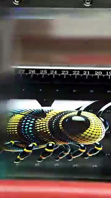 Carriage printing bee graphic + UV cure lamps (SKU ask)