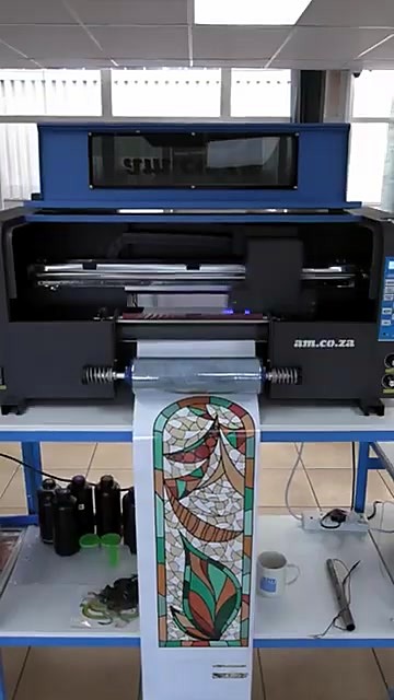 DTF UV 300 chassis printing mosaic film on blue stand (SKU ask)