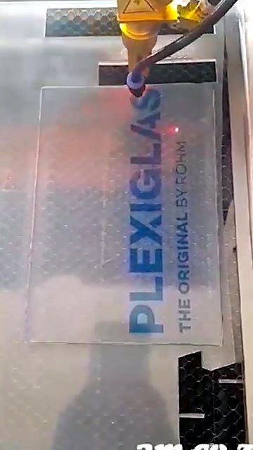 PLEXIGLAS branded sheet under yellow CO2 head (SKU ask)
