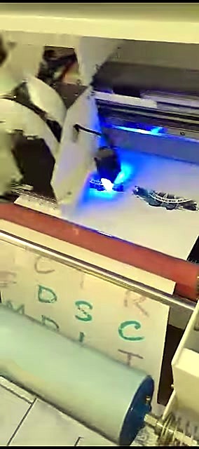 UV blue cure light at print zone on white film (SKU ask; title said LFP)