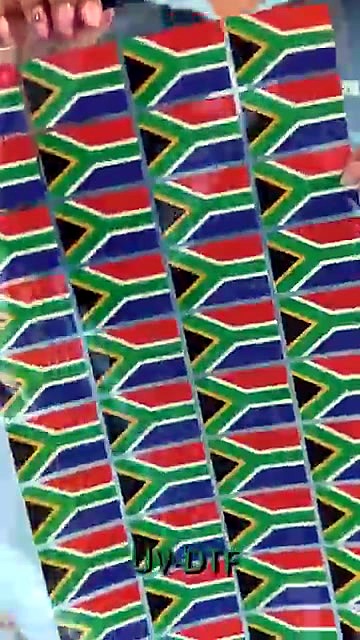 CLEAR UV-DTF overlay on held SA flag sticker sheet (SKU ask)