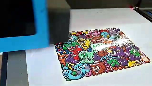 Finished colourful doodle artwork on vinyl on the F2-6090C flatbed