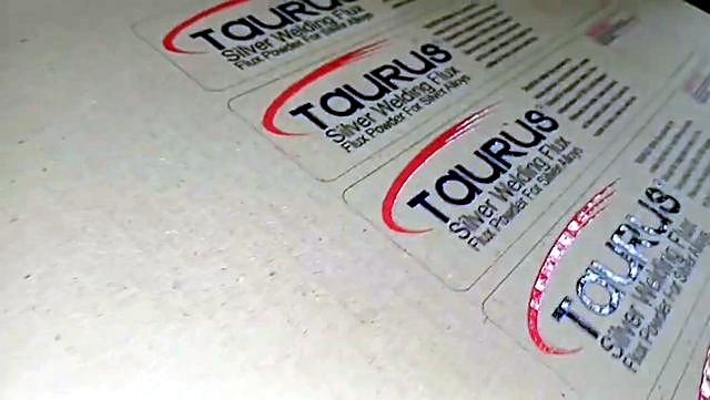Finished TAURUS flux labels on flat sheet (SKU ask)