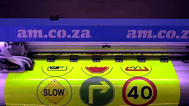UV carriage printing STOP/SLOW road signs on reflective (SKU ask)