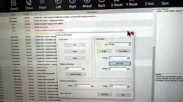 Z axis control panel UI — Test height / distances (SKU ask)
