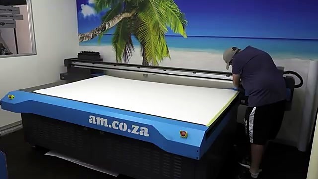 FlatPRINT-class flatbed UV am.co.za blue panel + white vacuum bed (SKU ask)