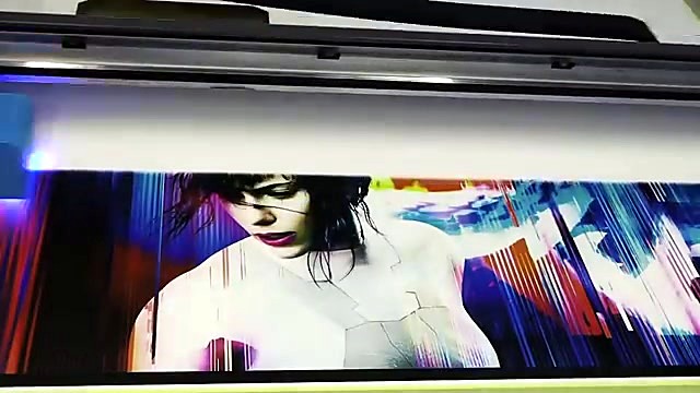 Glitch portrait mid-print on canvas bed (SKU ask)