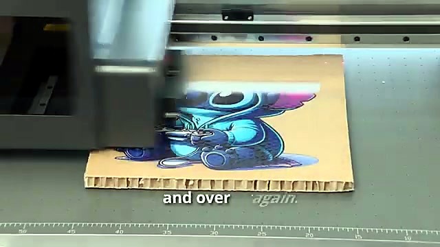 Stitch graphic mid-print under UV carriage (SKU ask)