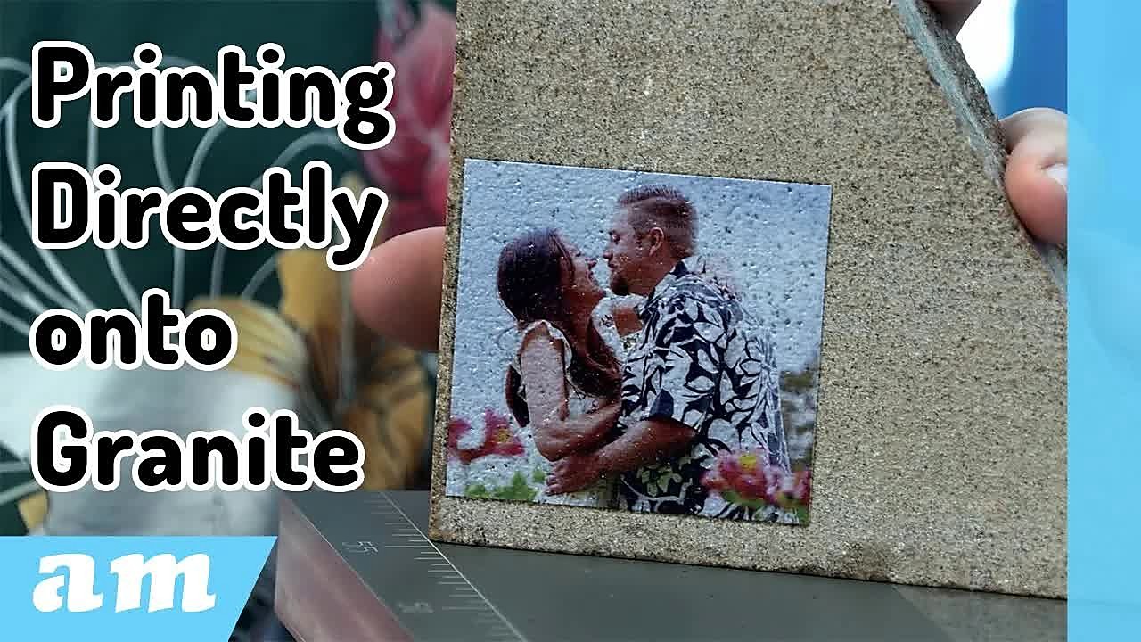 YouTube thumb — UV flatbed print directly onto granite (SKU ask)