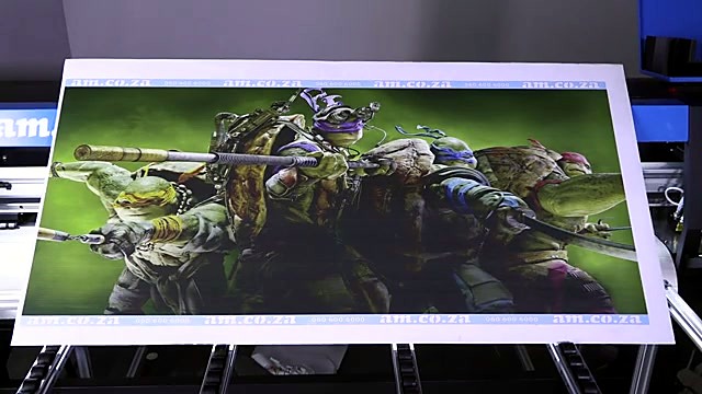 Finished TMNT Correx UV print on bed (SKU ask)
