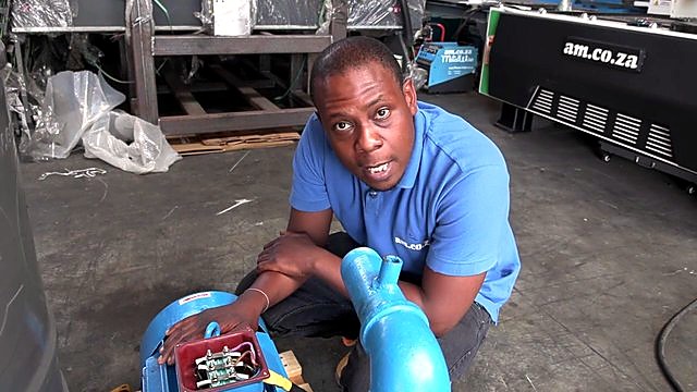 Blue pump terminal cover open — wiring (SKU ask)