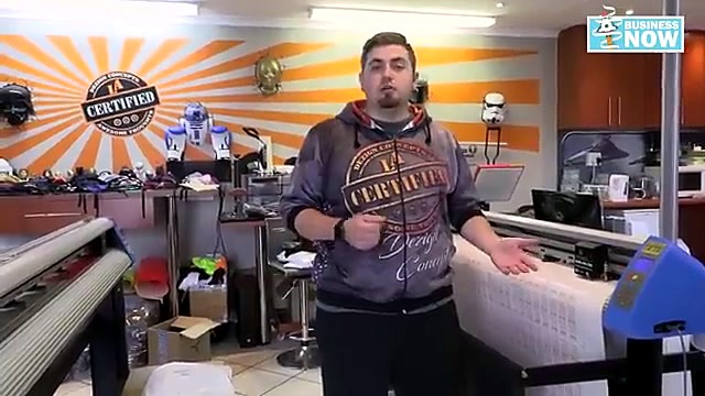 Presenter beside V-Series cutter in showroom (SKU ask)