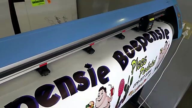 Boepensie printed vinyl on blue cutter bed (SKU ask)