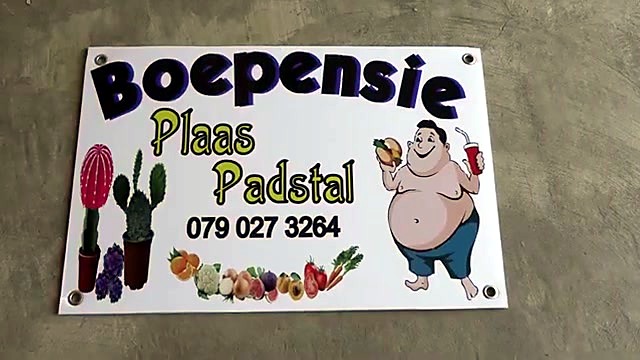 Finished Boepensie Plaas Padstal outdoor sign (SKU ask)