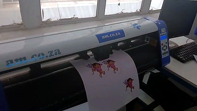Desktop am.co.za cutter with Dora sheet loaded (SKU ask)
