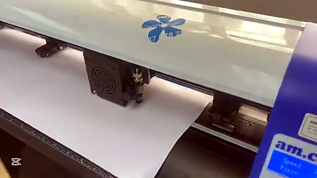 AM.CO.ZA blue flower logo + carriage cutting white media (SKU ask)
