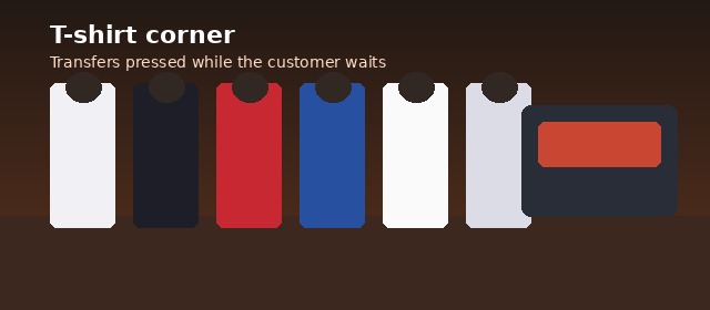 T-shirt corner shop scene