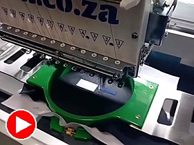 Head stitching a logo — raised thread