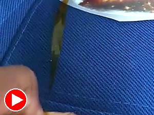 Transfer on a blue cap