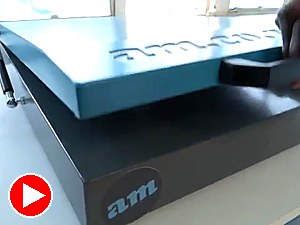 Clamshell heat press with AM logo